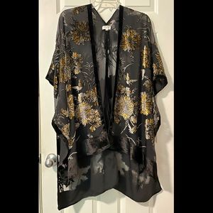 Black and Gold Floral Velvet Burnout Wrap